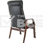 Кресло офисное Бюрократ T-9928WALNUT-CF черный, кожа, на ножках, дерево, фото9