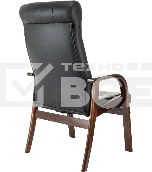 Кресло офисное Бюрократ T-9928WALNUT-CF черный, кожа, на ножках, дерево
