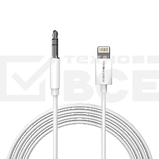 Кабель аудио MORE CHOICE (4610196409820) UK28i AUX 3.5мм Lightning 8-pin 1м, белый