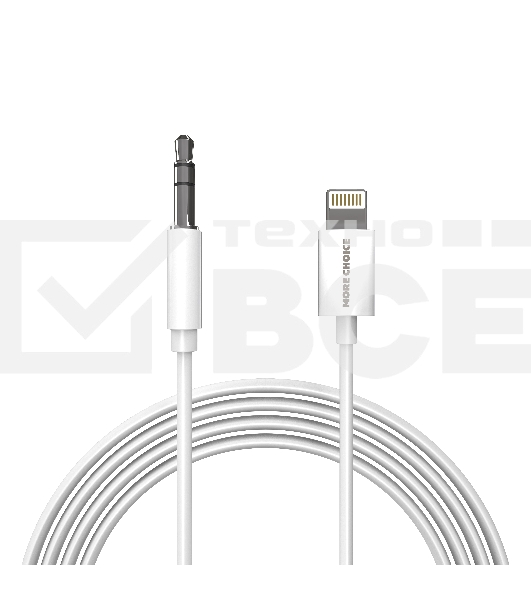 Кабель аудио MORE CHOICE (4610196409820) UK28i AUX 3.5мм Lightning 8-pin 1м, белый