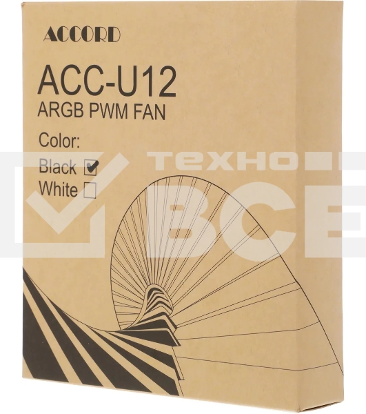 Вентилятор для корпуса Accord ACC-U12 ARGb 120х120x25 черный 4-pin 27дБ (ACC-U12 ARGb BLACK) brown box