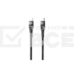 Кабель OLMIO BOLT, Type-C - Type-C, 60W, 1.2м, тканевая оплетка, черный, фото 1