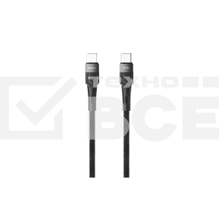 Кабель OLMIO BOLT, Type-C - Type-C, 60W, 1.2м, тканевая оплетка, черный