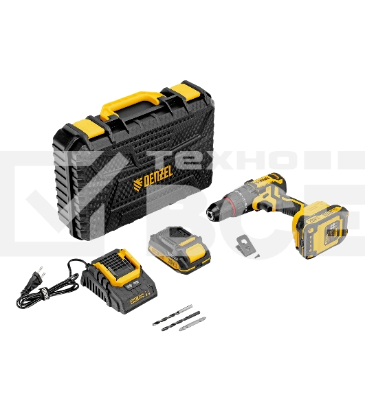 Дрель-шуруповерт аккумуляторная ударная бесщет. Denzel CIDH-BL-20, Li-Ion, 20 В