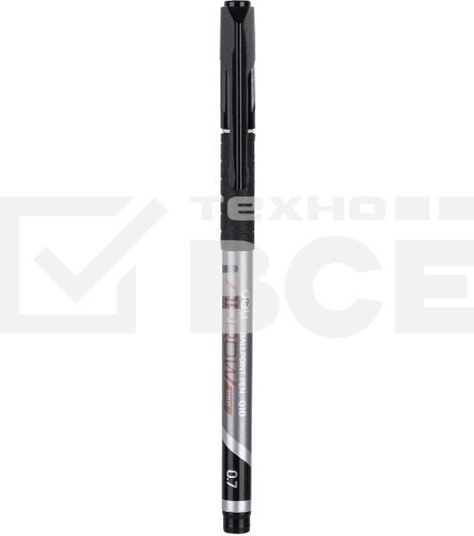 Набор ручек шариковых Deli Arrow EQ10-BK-P синий металлик/черный, черные чернила, коробка картонная (12шт) сменный стержень, линия 0.7мм, резиновая манжета