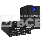 Комплект Источник бесперебойного питания EX295990RUS + батарея 40Aч EX282976RUS 4шт (инвертор, синус, для котла) ExeGate SineTower SZ-3000.LCD.AVR.3SH.1C13.RJ.USB <3000VA/2400W, чистый синусоида, LCD дисплей, AVR, 3хSchuko+1хC13, RJ45/11, USB, линейно-интерактивный, черный> + батарея ExeGate DT 1240 (12В, 40А·ч) 4шт, фото 1