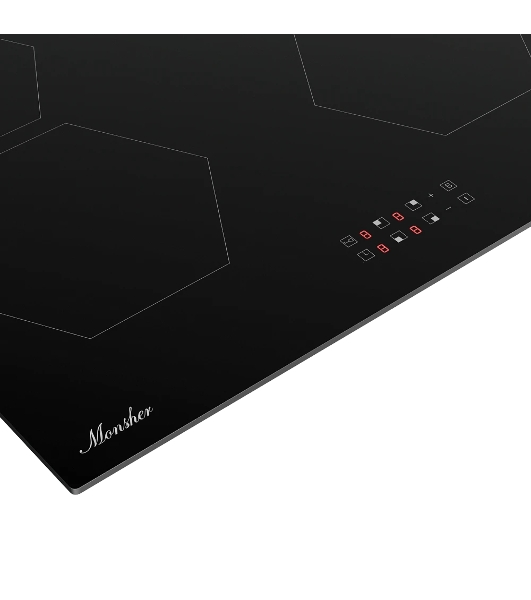 Варочная панель Monsher MHI 6101, индукция, High-Tech, 59 см, 9 уровней мощности, блокировка управления, автоматическое отключение, таймер, Booster, сенсорное управление, черный