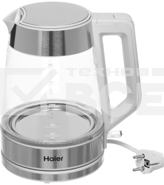 Чайник электрический Haier HK-500 1.7л. 2200Вт серый/белый корпус: стекло/пластик (TD0029955RU)
