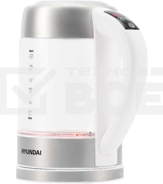 Чайник электрический Hyundai HYK-S5807 1.7л. 2200Вт белый/серебристый (корпус: стекло)
