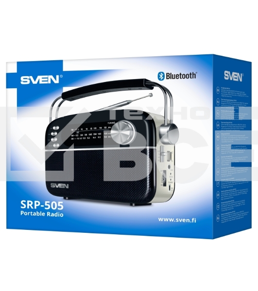 Радиоприемник белый SVEN SRP-505 (4 Вт, FM/AM/SW, USB, SD/microSD, Bluetooth, 1200 мАч)