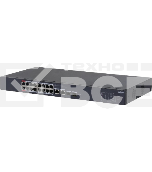 Коммутатор Dahua DH-CS4218-16ET-135 (L2) 16x100Мбит/с 2xКомбо (1000BASE-T/SFP) 16PoE 135W управляемый
