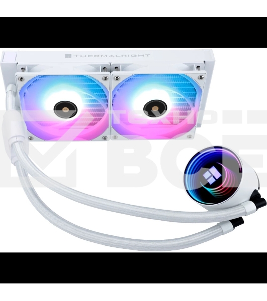 Водяное охлаждение для процессора Thermalright Frozen Notte 240 White ARGB V2 белый (240mm, ARGB/ Fans: 2x120mm, 72.37CFM, 27.7dBA, 2000RPM/ Pump height 54mm, 28dBA, 5300RPM, Rad thickness 27mm/ S: 1200, 1700, 1851, 2011, 2066, 115X, AM2, AM2+, AM3, AM3+,