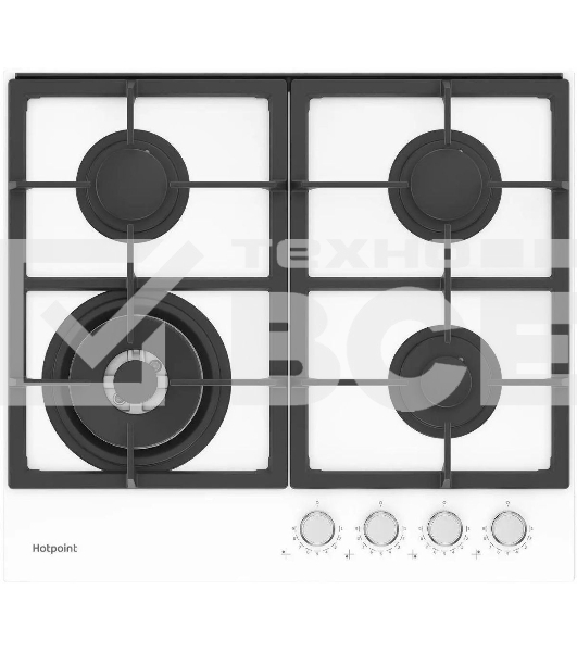 Встраиваемая газовая панель Hotpoint HGS 62F/WH, независимая, белый