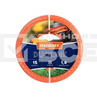 Леска Duoline D 1,6 мм L 15 м (скрученный квадрат, двухцветная, красная жила) на пластиковой обойме, блистерн.тип