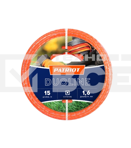 Леска Duoline D 1,6 мм L 15 м (скрученный квадрат, двухцветная, красная жила) на пластиковой обойме, блистерн.тип