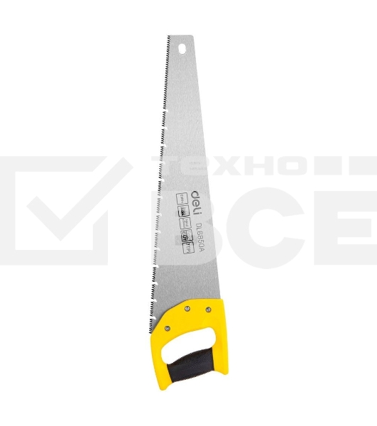 Ножовка по дереву Deli DL6850A 500мм, сталь 65Mn, шлифовка зубцов с 3-х сторон, рукоять из двухкомпонентного противоударного пластика