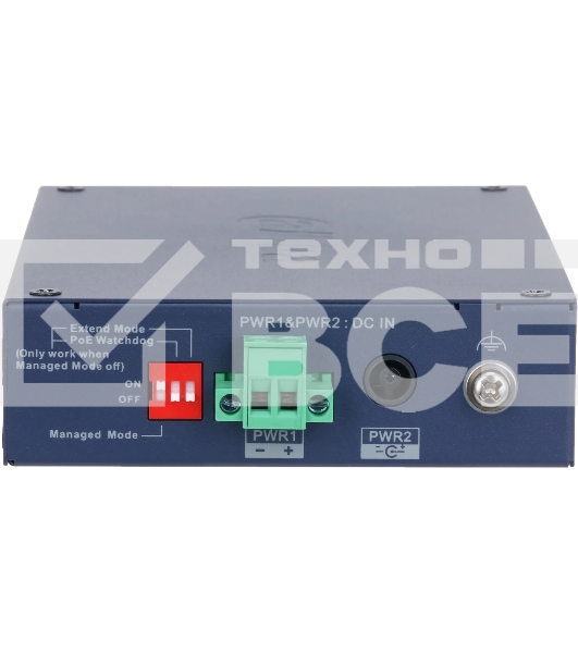 Коммутатор Dahua DH-CHS4206-4ET-90 4-портовый PoE управляемый 4 RJ45 10/100 Мбит/с (PoE/PoE+/Hi-PoE), 2 SFP 1000 Мбит/с (uplink); PoE: порт 1 до 90Вт IP30, IK06; монтаж на DIN-рейку