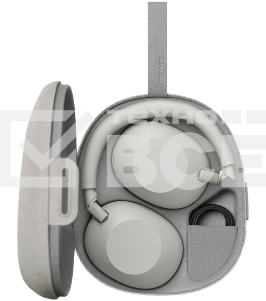 Беспроводные/проводные наушники Sony WH-1000XM6 серебро, полноразмерные, Bluetooth + проводной, адаптивное активное шумоподавление, до 40 ч