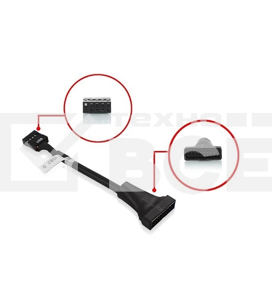 Переходник для материнской платы Espada USB 2.0 IDC 10pin/9pin female to USB 3.0 20pin/19pin male 15см, EPOW10pin20pin