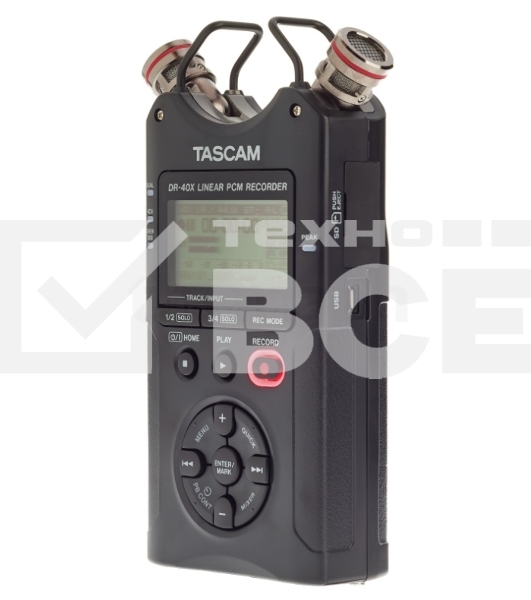 Рекордер мобильный Tascam DR-40X дисплей, запись - MP3, WAV, SD, SDHC, SDXC, время работы - 18 ч