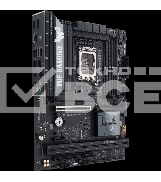 Материнская плата ASUS TUF GAMING B860-PLUS WIFI, LGA 1851, Intel B860, 4xDDR5, 4xSATA, 3xM.2, 1xPCIe 5.0 x16, 1xPCIe 4.0 x16, 1xDP, 1xHDMI, 1x 2.5Gb LAN, 1xUSB 20Gbps, 2xUSB 10Gbps, 3xUSB 5Gbps, 2xUSB 2.0, 5x3.5 мм, 7.1, ATX