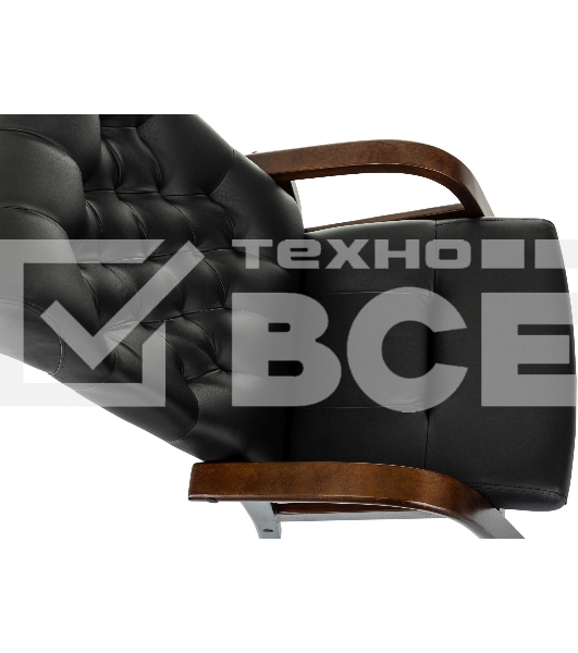 Кресло офисное Бюрократ T-9928WALNUT-CF черный, кожа, на ножках, дерево