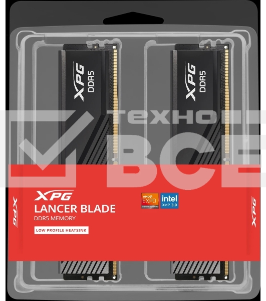 Оперативная память XPG Lancer Blade, DDR5, 32GB (2x16 GB), 6000 MHz, CL36, радиатор, черный