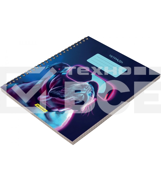 Набор тетрадей Silwerhof 2001674 48 листов, клетка, A5, Неоновые животные в очках 3 дизайна, мелованный картон, гребень (упаковка: 3шт)