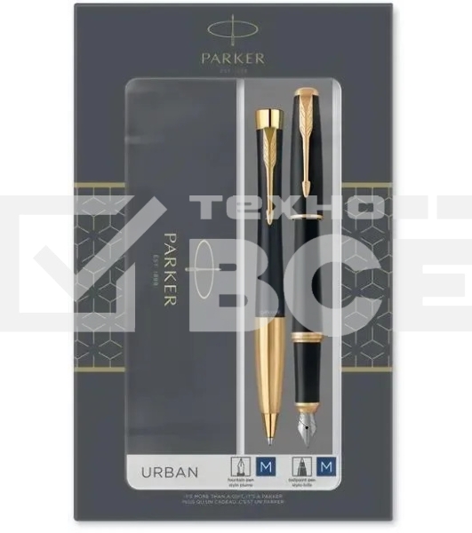 Набор ручек Parker Urban Core FK200 (CW2093381) Muted черный GT сталь нержавеющая, подарочная коробка ручка перьевая, ручка шариковая