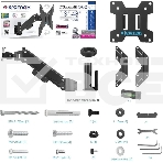 Кронштейн Kromax ORION-11 черный, 8 шт/уп. Кр. стал. настенный для TV 13'-48', max 3.2-20 кг, 5 ст св., нак. ±50°, пов. ±90°, от ст. 63-380 мм, max VESA 200x200 мм., фото3
