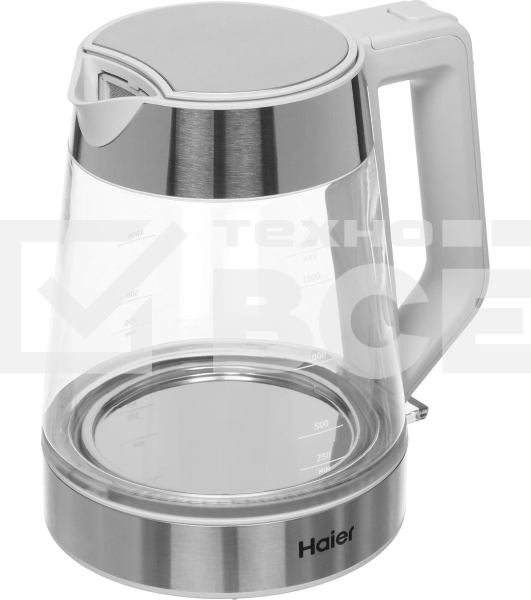 Чайник электрический Haier HK-500 1.7л. 2200Вт серый/белый корпус: стекло/пластик (TD0029955RU)