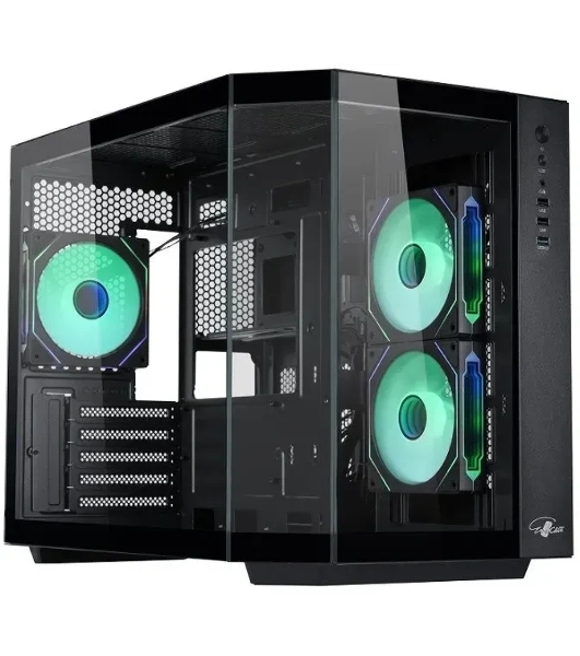 Корпус mATX Eurocase M2771 black, без БП, закаленное стекло 2 стороны