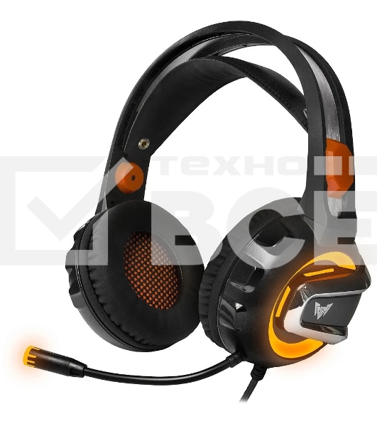 Гарнитура Crown CMGH-3003 чёрный/оранжевый, проводная, подсветка