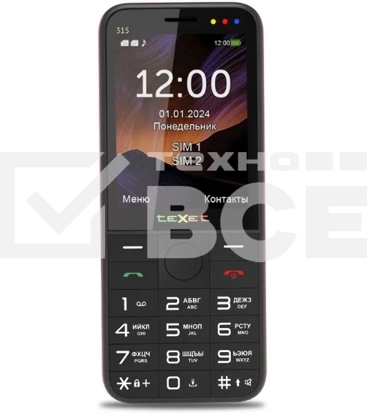 Мобильный телефон TeXet TM-315 черный-красный