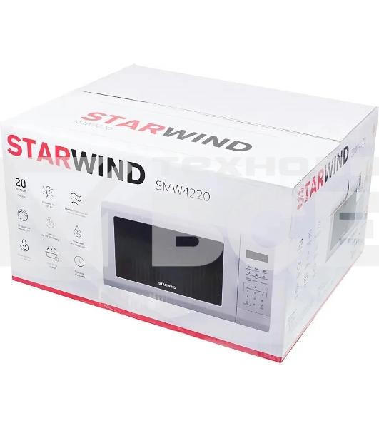 Микроволновая печь Starwind SMW4220 белый, 20 л, 700 Вт, переключатели - мембранные кнопки