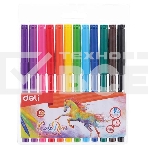 Фломастеры Deli EC10003 ColoRun Вентилируемый 12цв. пакет с европодвесом, фото 1