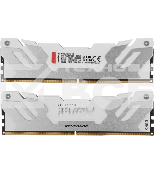 Оперативная память Kingston Fury Renegade, DDR5, 32GB (2x16GB), 6800MHz, CL36, DIMM, с радиатором, белый