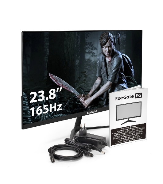 Монитор 23.8' ExeGate Combat EG2407CA IPS 1920x1080, 165 Гц, 1 мс, 16:9, 300 кд/м², HDMI, DP, 3.5 Jack, USB Hub, динамики (2x3 Вт), черный