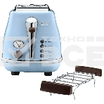 Тостер DeLonghi CTOV 2103.AZ, 900 Вт, на 2 тоста, разморозка, обжаривание, решетка для подогрева, поддон, голубой, фото16