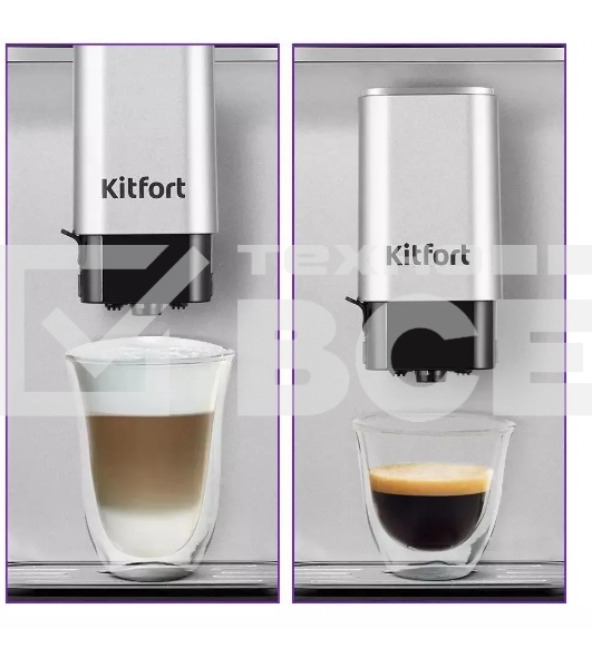 Кофемашина Kitfort КТ-7166 1350Вт черный/нержавеющая сталь