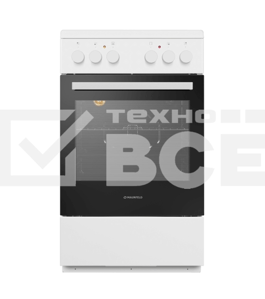 Плита электрическая Maunfeld MEC55CW07 белый, конфорок 4 шт, духовка 60 л, 50 см x 85 см x 60 см