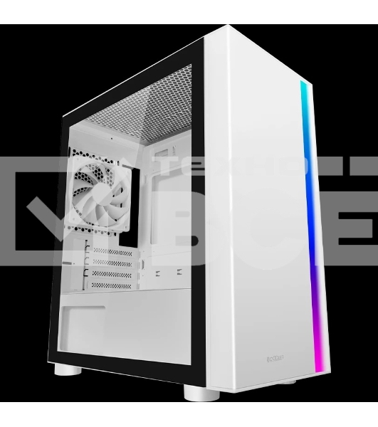 Корпус без блока питания PCCooler LM300 ARGB WH, Tempered Glass Mid Tower, белый, ABS, TG, SPCC, 1x120mm ARGB mATX, ITX 170/330/mm 2x2.5