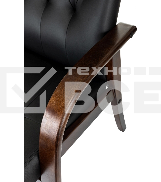 Кресло офисное Бюрократ T-9928WALNUT-CF черный, кожа, на ножках, дерево