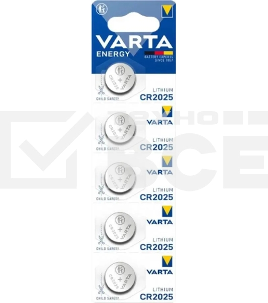 Батарея Varta Energy CR2025 BL5 Lithium 3V CR2025 (5шт) блистер
