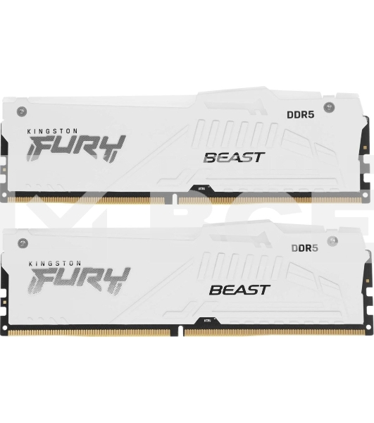 Оперативная память Kingston Fury Beast RGb, DDR5, 64Gb (2x32Gb), 6000MHz, CL36, DIMM, с радиаторами, RGb, белый