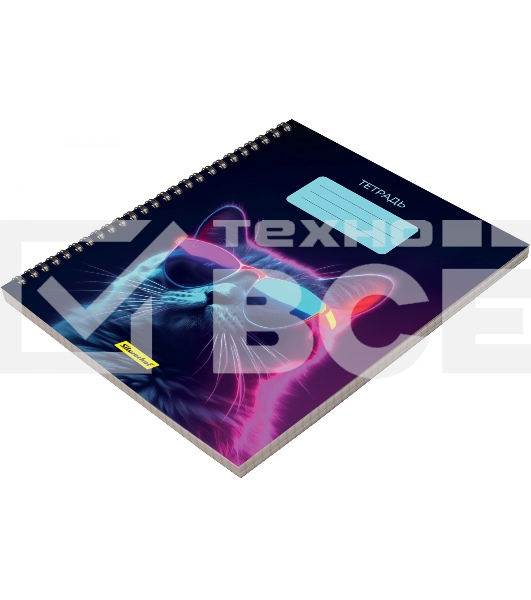 Набор тетрадей Silwerhof 2001674 48 листов, клетка, A5, Неоновые животные в очках 3 дизайна, мелованный картон, гребень (упаковка: 3шт)