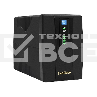 Источник бесперебойного питания ExeGate Power Back BNB-650.LED.AVR.2SH.RJ.USB (650VA/360W, LED, AVR,2*Schuko, RJ45/11, USB, батарея 12V 7.2Ah, Black)
