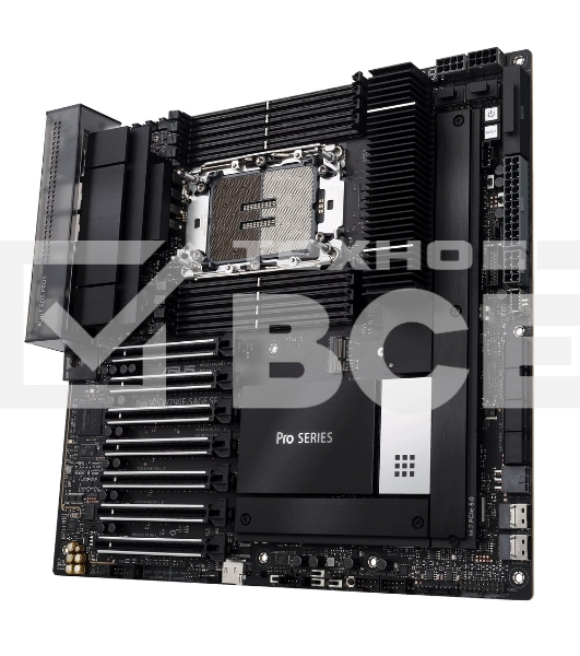 Материнская плата ASUS Pro WS W790E-SAGE SE, LGA4677, Intel W790, 8xDDR5 (ECC), 3xM.2, 2xSlimSAS, 8xSATA, 7xPCIe 5.0, 2x10Gb LAN, 1xUSB 3.2 Gen 2x2 (Type-C), 5xUSB 3.2 Gen 2 (Type-A + Type-C), 2xUSB 2.0, 5x3.5 мм, 7.1, EATX