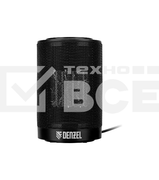 Тепловентилятор керамический Denzel DTFC-1200S, черный, 600/1200 Вт, 12 м2, 3 режима, термостат