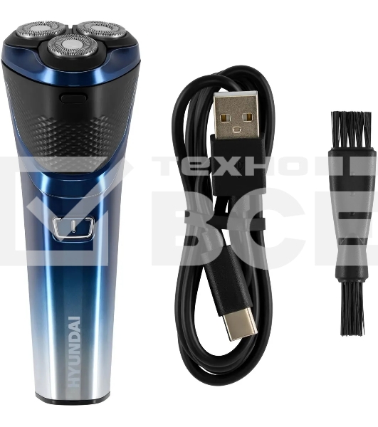Электробритва роторная Hyundai H-SH8089 реж.эл.:3 питан.:аккум. голубой